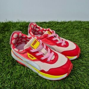 Puma Kids Red Pink White Strawberry-Accent Sneakers